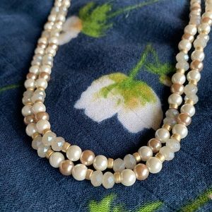 Loft long faux pearl and beaded necklace